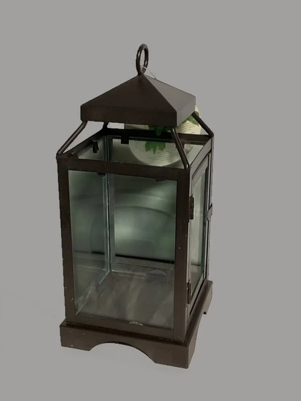 Candelaria Home Brown Metal & Glass Decorative Lantern